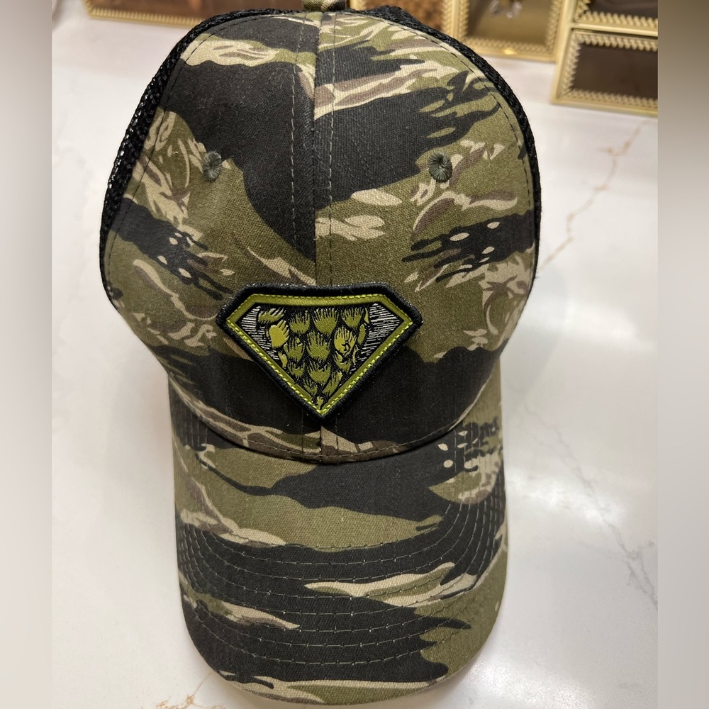 NEW Brewery Hat Embroidered Hops Patch Green Camo Adjustible Size